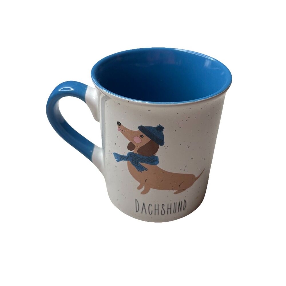 Love Your Mug Dachshund Dog Ceramic Coffee Mug Cup Weiner Dog Hat Scarf